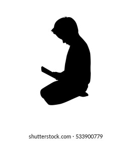 silhouette of a boy with a book. Vector