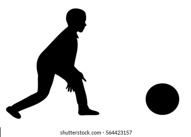 silhouette of a boy at the bowling alley