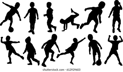 Silhouette boy different set vector illustration