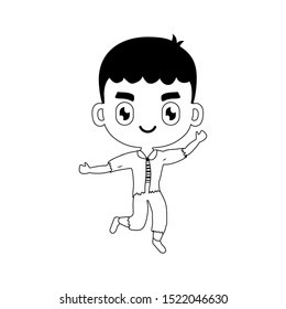 silhouette of boy disguised of frankenstein on white background vector illustration design