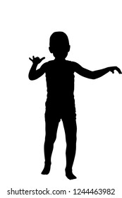 Silhouette of a boy with hands up
