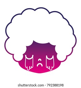 silhouette boy head with curly hair and crying face