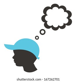Silhouette of boy head with empty speech bubble