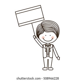 silhouette boy holding poster with formal suit