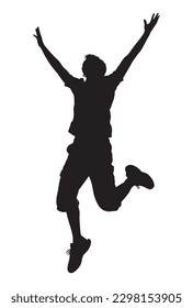 silhouette of boy jumping in the air