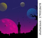 silhouette of a boy looking at outer space