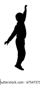 Silhouette of a boy with one hand up