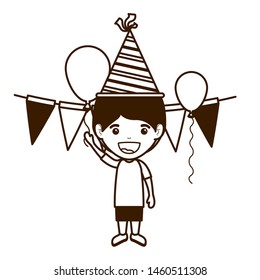 silhouette of boy with party hat in birthday celebration