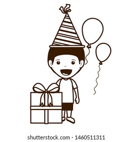 silhouette of boy with party hat in birthday celebration