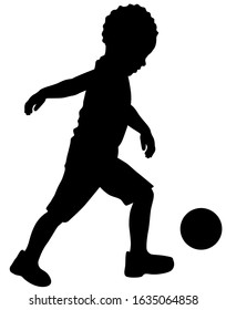 Silhouette of boy playing with a ball. Vector illustration 