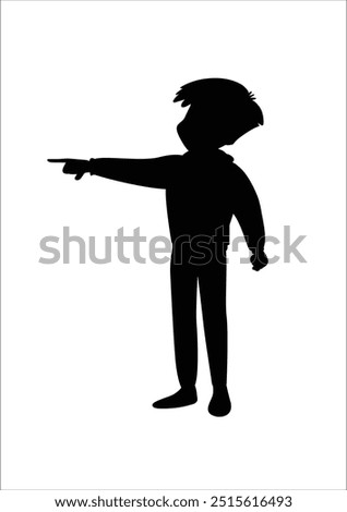 Silhouette of a boy pointing a finger