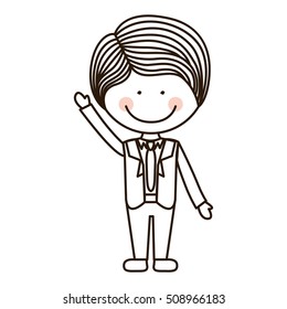 silhouette boy with raised hand and formal suit