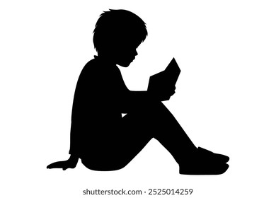 Silueta de un niño leyendo un libro