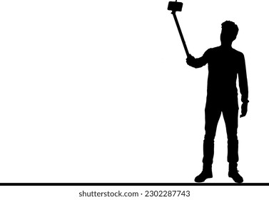 "Silhouette of a Boy with Selfie Mobile Stick: Capturing Memorable Moments"
"Young Boy Silhouette with Selfie Mobile Stick: Preserving Precious Memories"