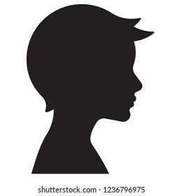 Silhouette of a boy. The side of the child's head.