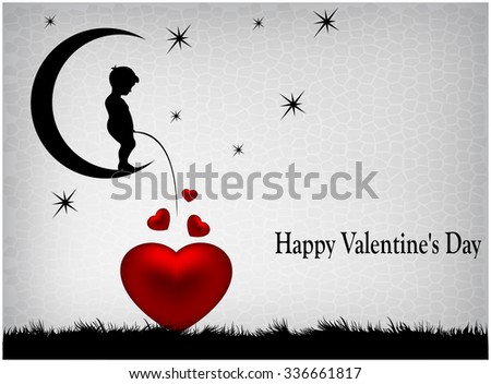 Silhouette Boy Sitting On Moon Wrote Stock Vector (Royalty Free