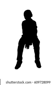 Silhouette of a boy sitting relaxed vector black