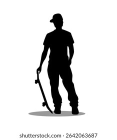 silhouette of boy with skateboard illustration