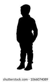 Silhouette Boy Standing Stock Vector (Royalty Free) 1066074089 ...