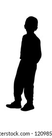 Silhouette Boy Standing Stock Vector (Royalty Free) 1209851065 ...