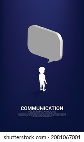 Silhouette of boy standing with bubble speech. concept of communication for children. 