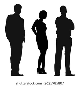 silhouette of boys and girl standing in style