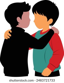 silhouette boys hugging vector design