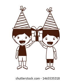 silhouette of boys with party hat in birthday celebration