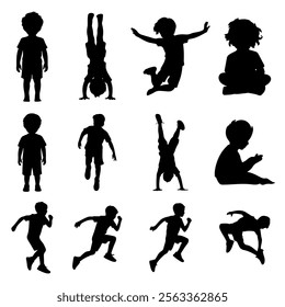 Silhouette of Boys Various Dynamic Pose