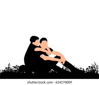 Silhouette boys vector illustration