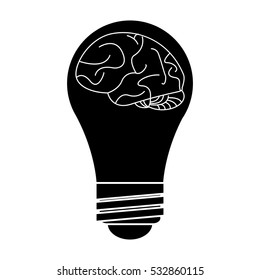 silhouette brain idea bulb concept