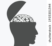 Silhouette brain inside open head drawing