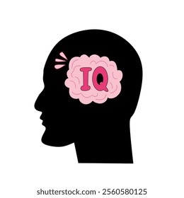 Silhouette Brain IQ Concept Vector Illustration