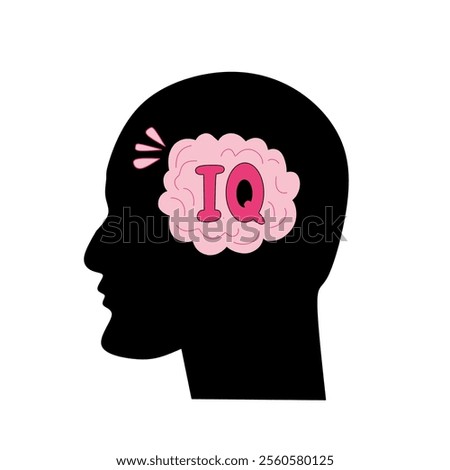 Silhouette Brain IQ Concept Vector Illustration