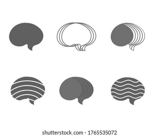 Silhouette of the brain, mind, chat. Creative design concepts. Abstract icon, logo template, sign, element and symbol of a human brain in gray on a white background. Trend collection. Vector set.
