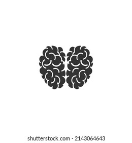 Silhouette of the brain on a white background, Brain icon flat, Vector illustration sign