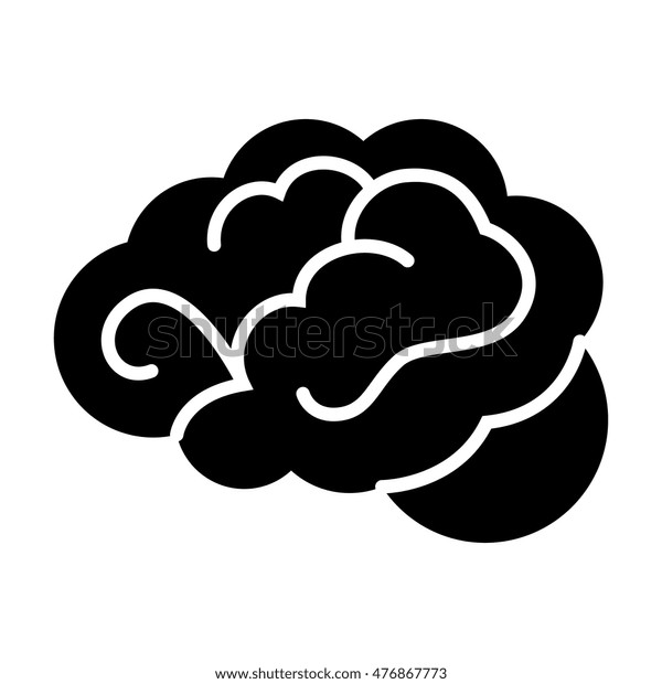 Silhouette Brain Thinking Idea Isolated Stock Vector (Royalty Free ...