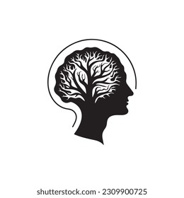 Vector cerebral de silueta aislado en fondo blanco