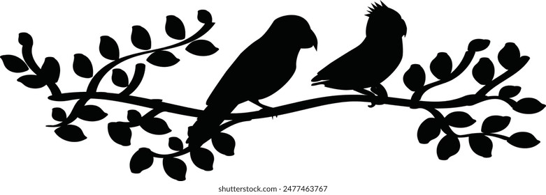 Silhouette Branch Bird Tree Icon Vector Image