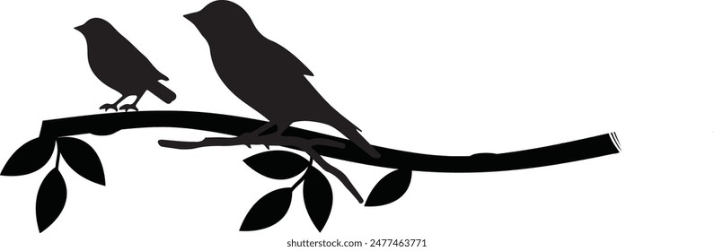 Silhouette Branch Bird Tree Icon Vector Image