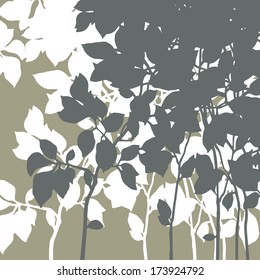 silhouette of a branch with leaves