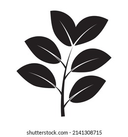 Silhouette branch with leaves. Pattern for decorative design. Foliage decoration. Vector illustration. stock image.