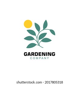 Silhouette of Branch with Leaves Vector Illustration in Green Colour. Can be Used for Gardening Logo or Brand