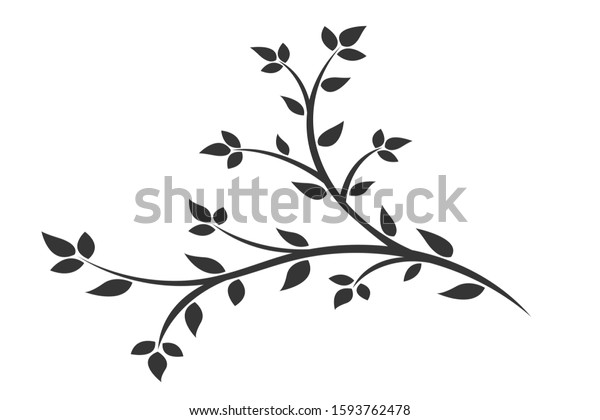 Silhouette Branch Leaves Young Flowering Tree Stock Vector (Royalty ...