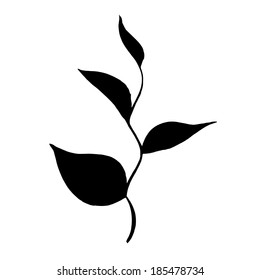 silhouette branch of tea with leaves