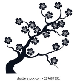 silhouette branches of sakura - vector drawing for embossing stamp and design