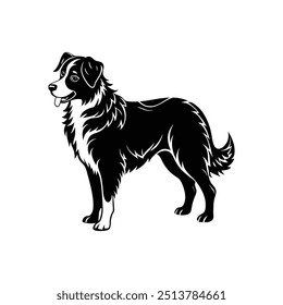 Silueta del diseño valiente del Clipart del Vector del perro del pastor australiano