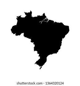 Silhouette of Brazil map. Black vector illustration on white background