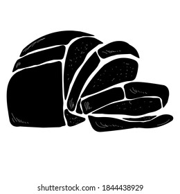 Silhouette of bread halved and cut into slices, baked goods for breakfast, baked goods logo or packaging design with food vector illusttration