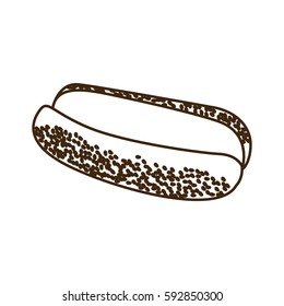 silhouette bread for hot dog fast food icon vector illustration